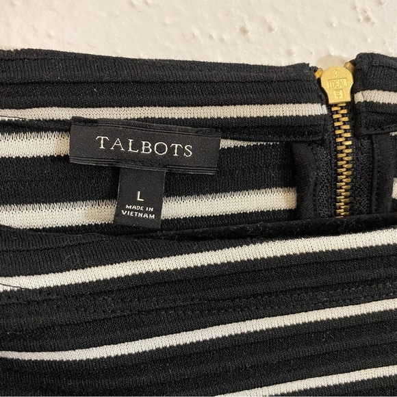 Talbots Women’s Black Blue White Striped Long Sleeve Sweater Blouse Size Large - Picture 3 of 3